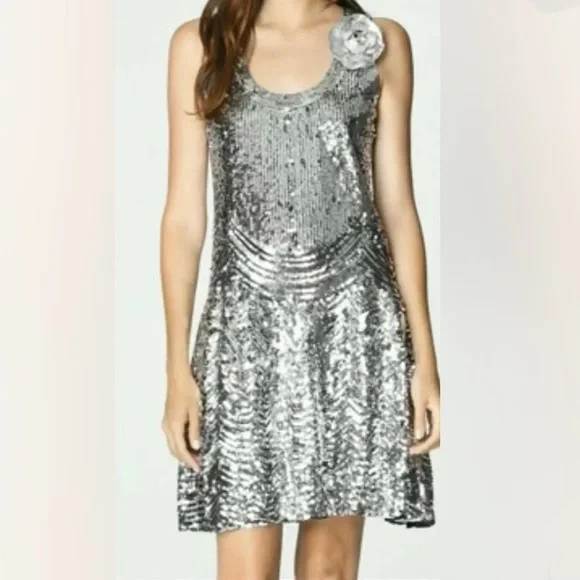 Michael Kors silver sequin party dress